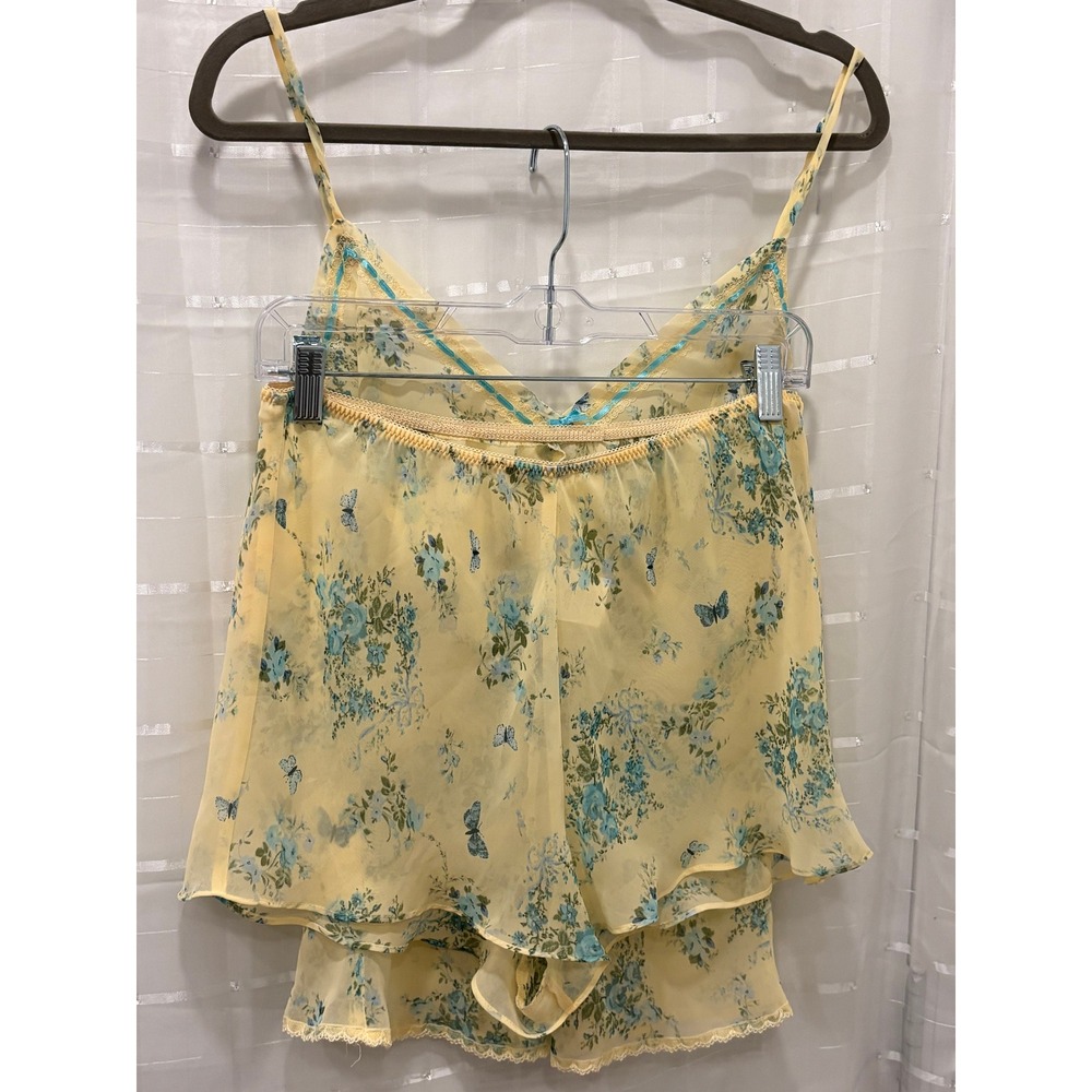 Secret Treasures Yellow Floral Butterfly Camisole and Shorts Pajama Set Large